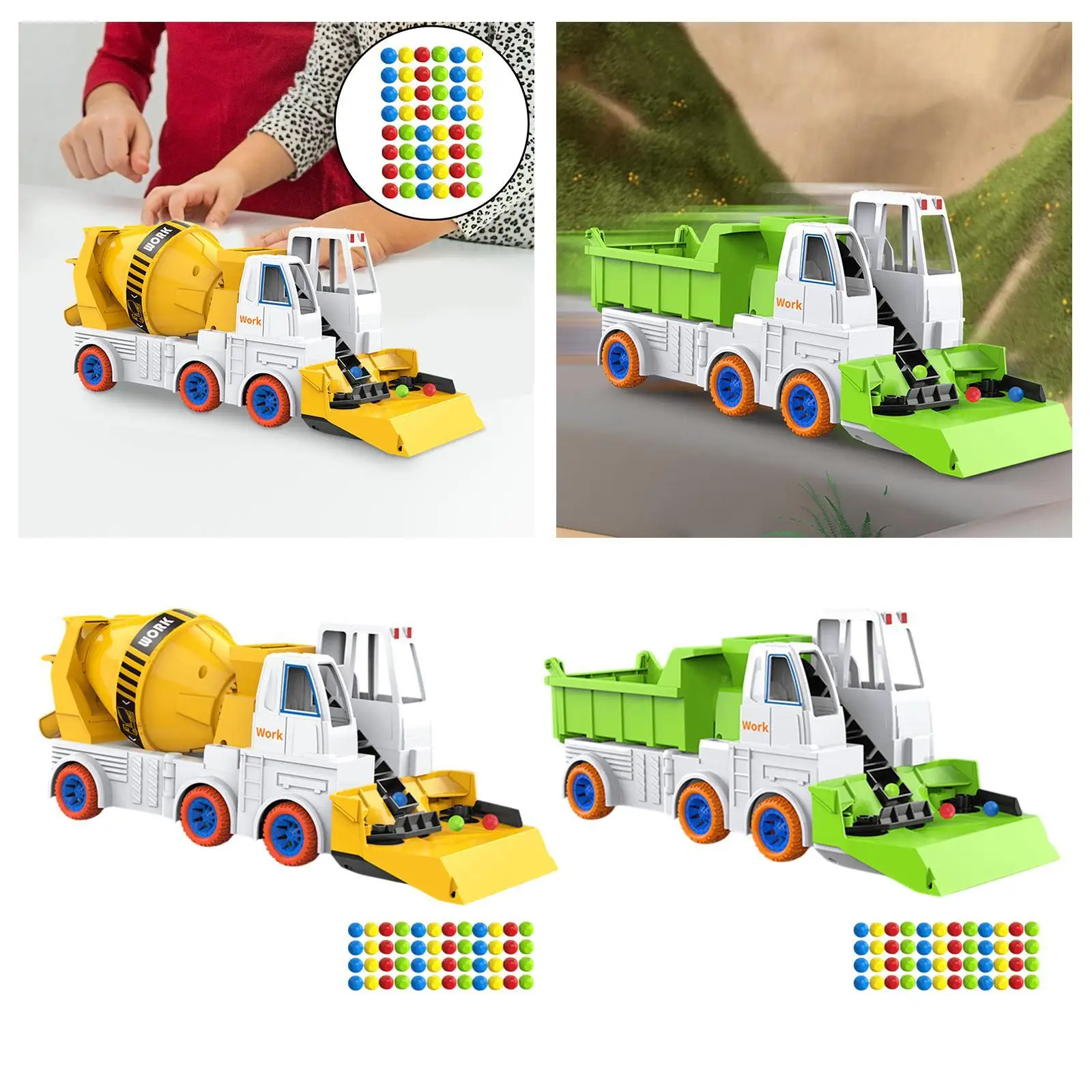 Graafmachine Auto Speelgoed Tankwagen Collectible Toy Educatief Fantasiespel Kraan Auto Bead Sweeper Truck voor jongens Kinderen Vakantiecadeau