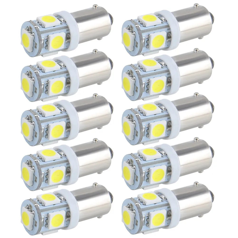 10Pcs LED Reading Lamp Ba9s 5050 5 Smd High-Power Car Light Bulb Auto Interior Dome License Plate Backup Side Marker