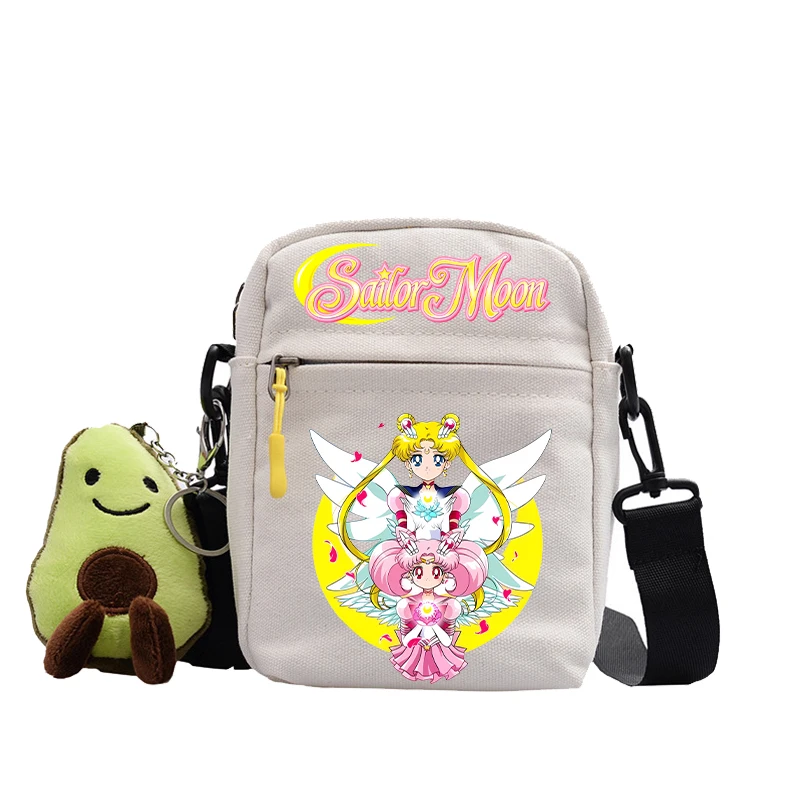 Sailor Moon Shoulder Bag Kawaii Cartoon Pattern Square Crossbody Bag Cute Children Portable Outdoors Sports Satchel Travel Bags