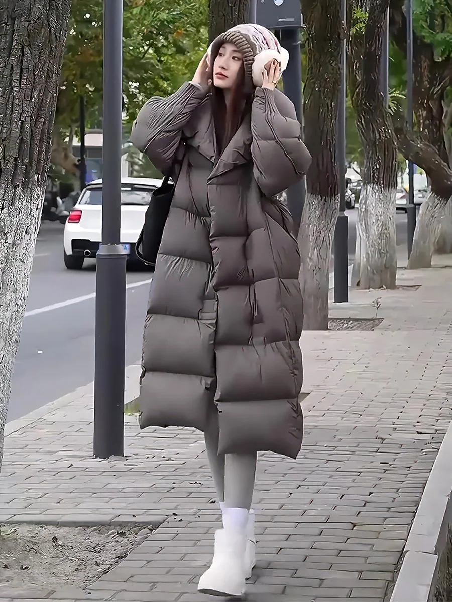 Chaqueta Acolchada de Plumón para Mujer, Color Blanco, con Forro de Felpa, Cuello Alto, Abrigo Cálido de Longitud Media, Versátil y a la Moda