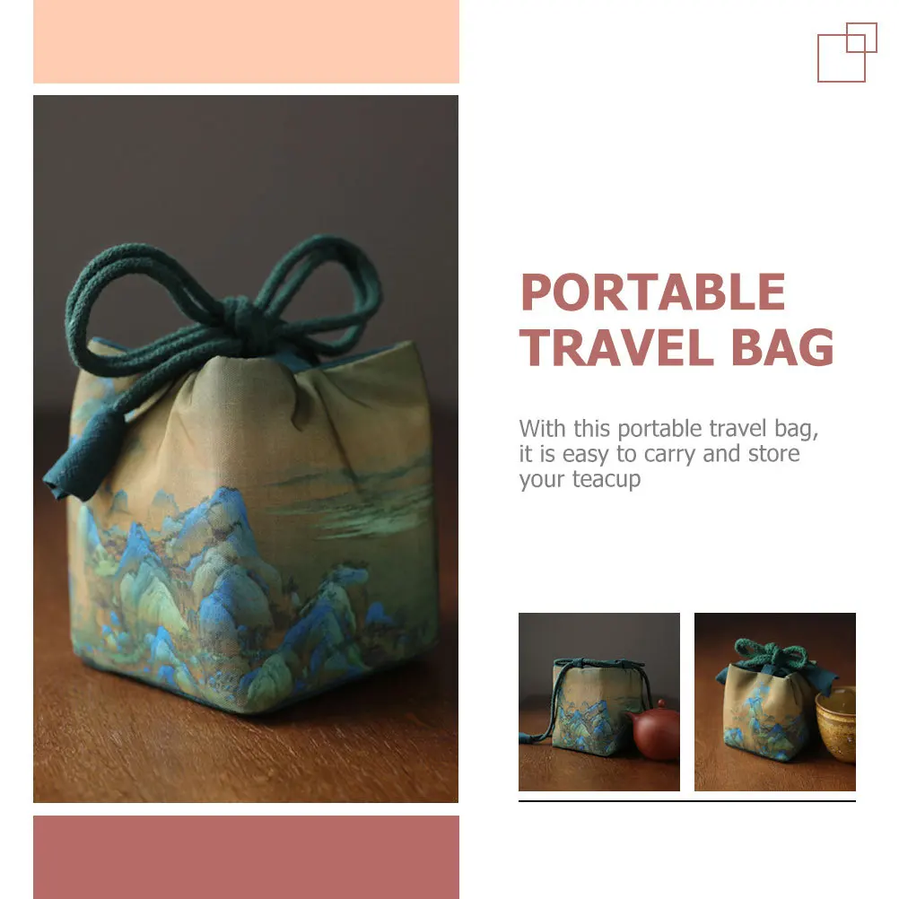 

Teacup Storage Pouch Meticulously Designed Strong Drawstrings Portable Wall-Hanging Lightweight Compact Multi-Function Household