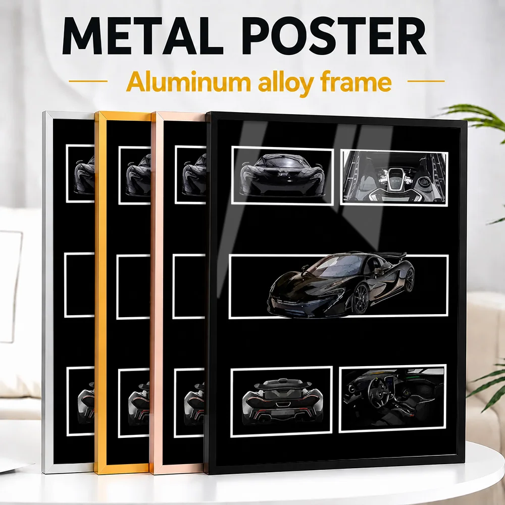 United Kingdom P1 Car Collage Framed Metal Print Customized Photo Curated Gallery Style Wall Art For Garage Memorable Fan Gift