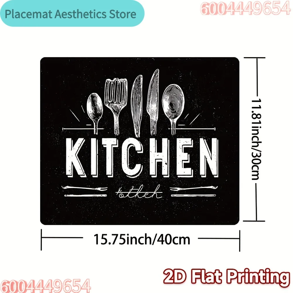 Of, 2D Flat Printed Stove Protector Cover Featuring a Stylish Retro Kitchen Utensils Design, Ideal for Various Uses As a Synthe