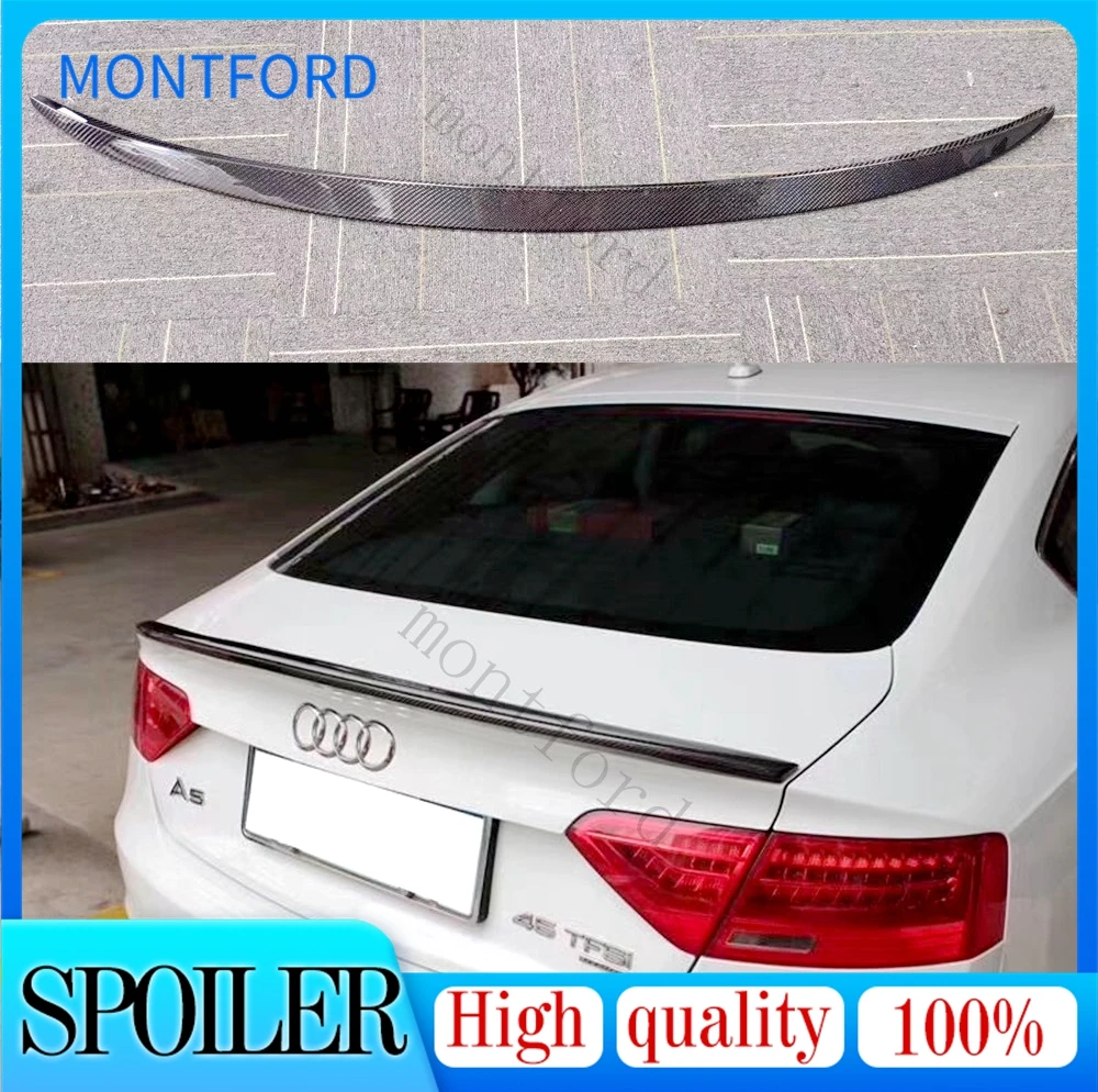 

High quality Cat Style Real Carbon Fiber Trunk Boot Lid Spoiler Wing for Audi A5 B8 B9 08-16 4door 2door for coupe