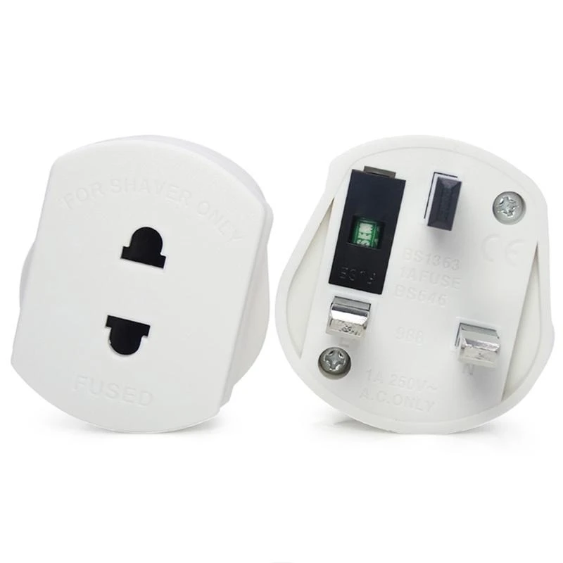 462E Adapter Plug 2 Pin to 3 Pin 1A Travel AC Power for Bathroom Electric Shaver