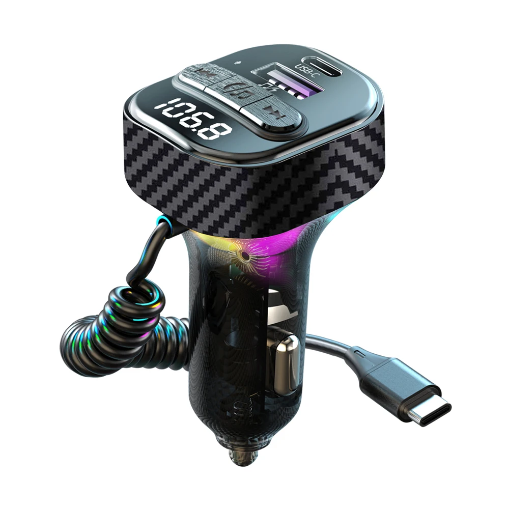 

Автомобильный адаптер Беспроводной FM-радиопередатчик BT 5,3 MP3 Музыкальный плеер PD 30 Вт USB Автомобильное зарядное устройство Корпус Полупрозрачный видимый дизайн