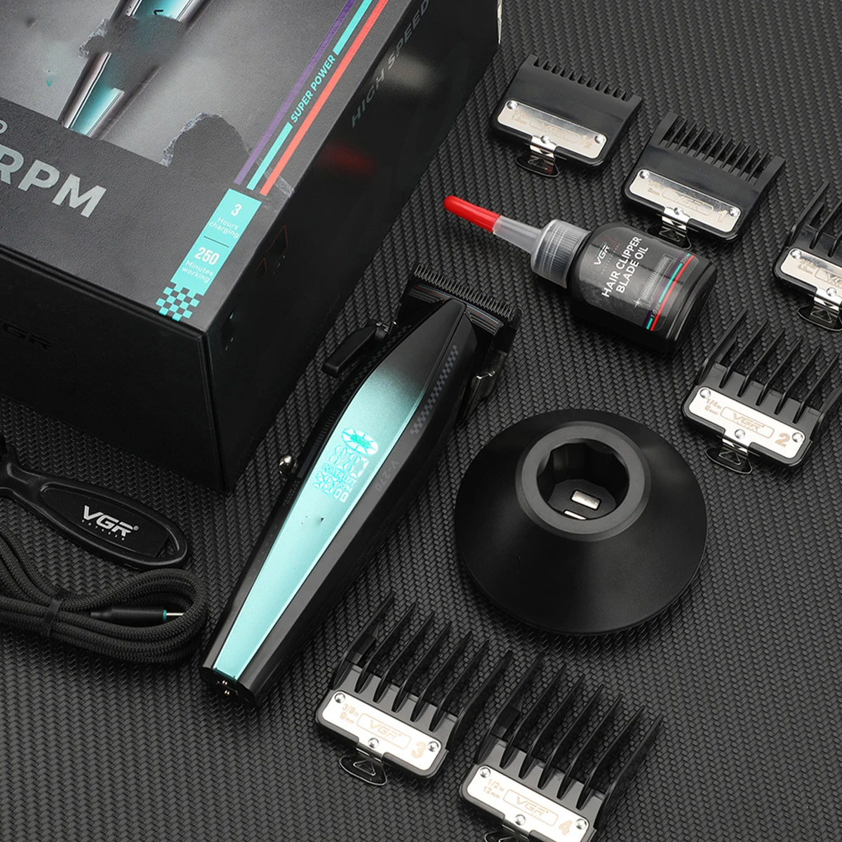 الإسكان المعدني VGR270 Maquina De Cortar Cabello DLC شفرة الحلاق اللاسلكي المهنية الشعر المتقلب للرجال