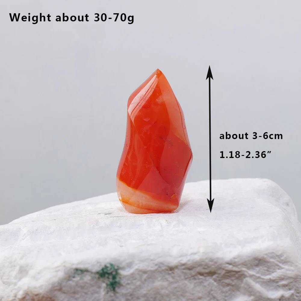 1PC Natural Healing Stone Red Agate Torch Statue Mini Crystal Torch Reiki Gemstone Carnelian Carved Flame Home Decoration