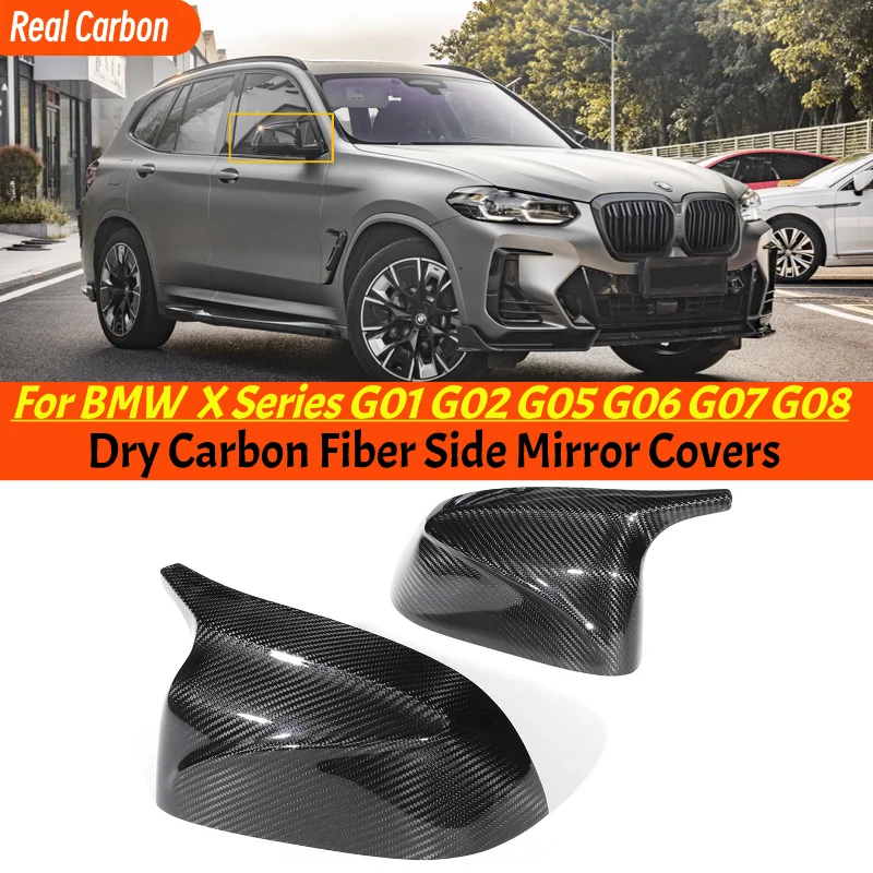 

For BMW X3 G01 X4 G02 X5 G05 Carbon Fiber RearView Dry Carbon Fiber Side Mirror Cover Caps M Look Replacement 2018 - UP