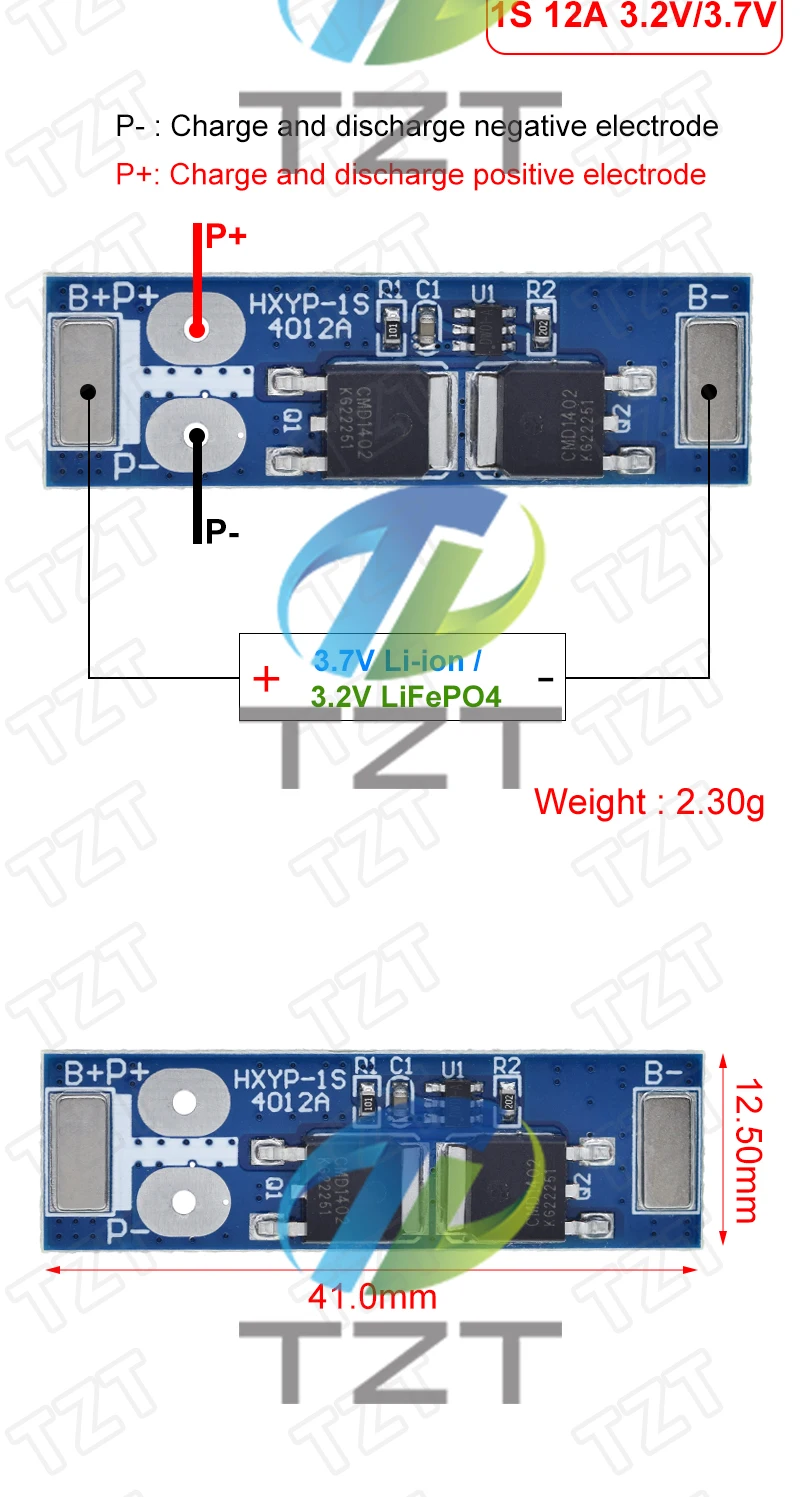 1S 12A 3,7 V Li-Ion/3,2 V Lifepo4 18650 Batterie Lade Schutz Bord Kurzschluss Schutz BMS PCM für Elektrische Motor – Detail 7