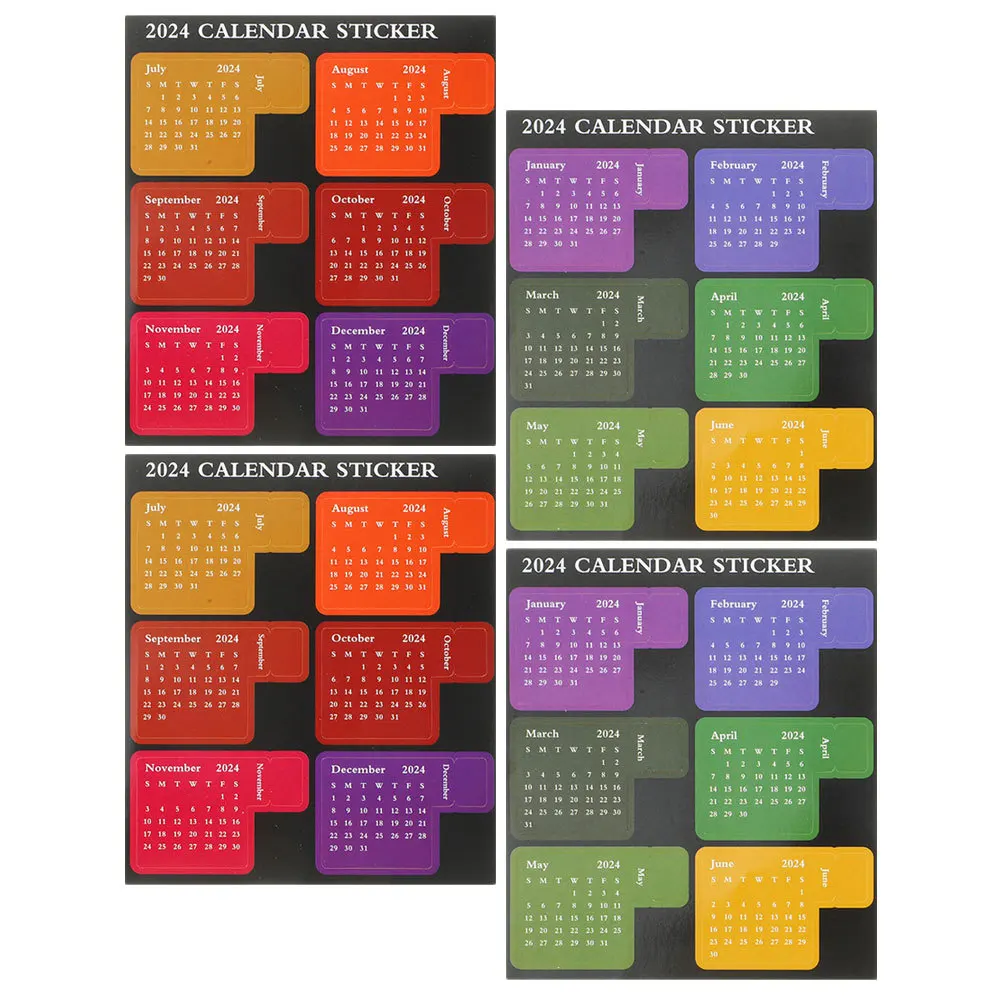4 Sheets Colored Calendar Index Stickers Self Adhesive Notebook Tabs Planner Accessories Office Study Daily Use Label Stickers