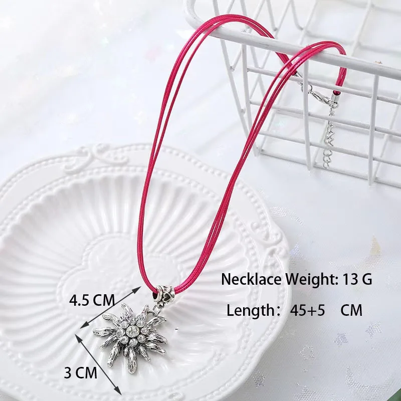 Hot Sale Edelweiss Vintage Necklace For Women Germany Bavaria Oktoberfest Jewelry Girl Party Gifts