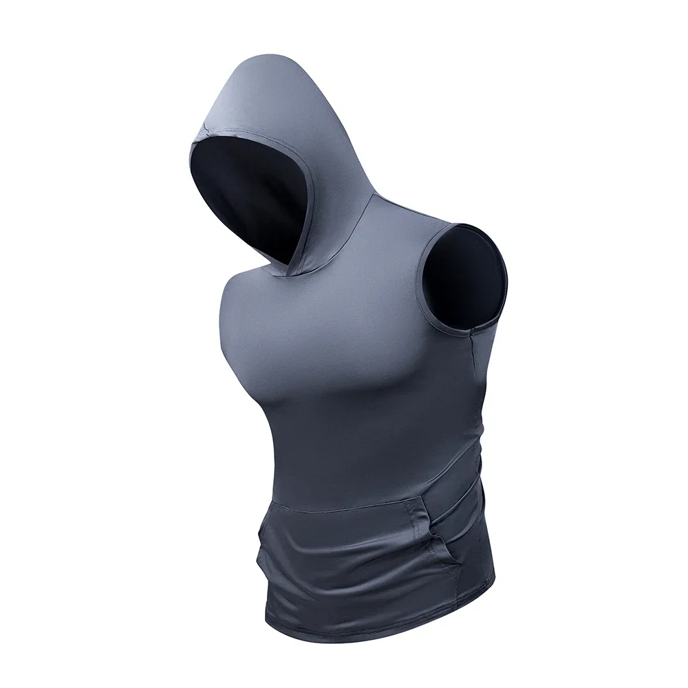 Chaleco informal sin mangas con capucha para hombre, camiseta ligera transpirable de verano para gimnasio, correr, entrenamiento, culturismo, camisetas interiores