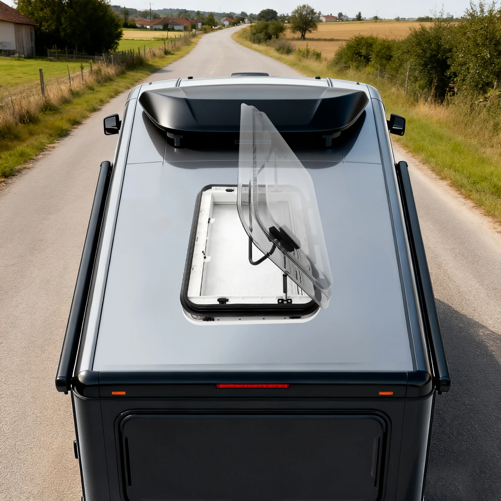 الحديثة مستطيلة سبائك الألومنيوم LED كوة 700*500 مللي متر RV سقف نافذة فتحة سقف علوي تنفيس مع مصباح ليد للمركبات