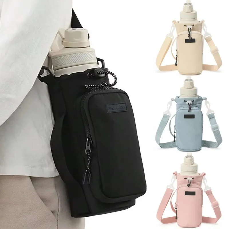 Unisex Water Bottle Holder with Strap, Insulation Water Bottle Carrier Bag with Phone Pocket, Water Bottle Sling Bag Crossbody