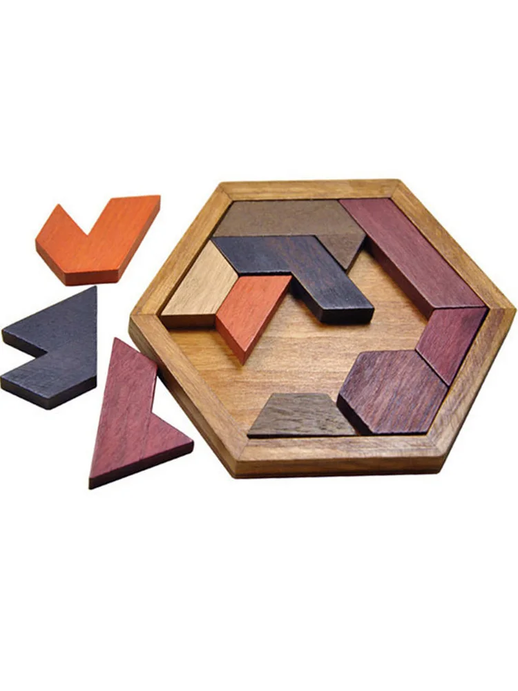 Drewniane puzzle w kształcie geometrycznym dla dzieci łamigłówka nietoksyczne drewniane zabawki dla dzieci edukacyjne — zdjęcie 2