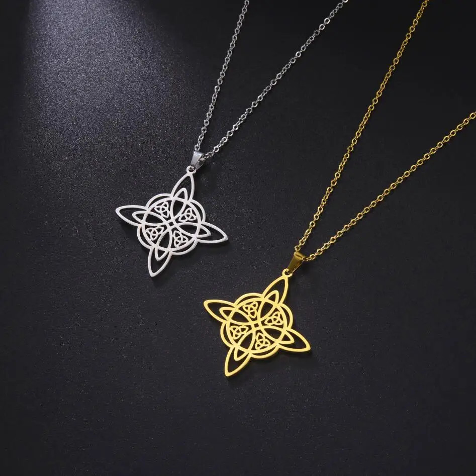 1PC icca Witchcraft Witch Knot Necklace Stainless Steel Choker Necklaces Vintage Amulet Supernatural Jewelry Gift F1219