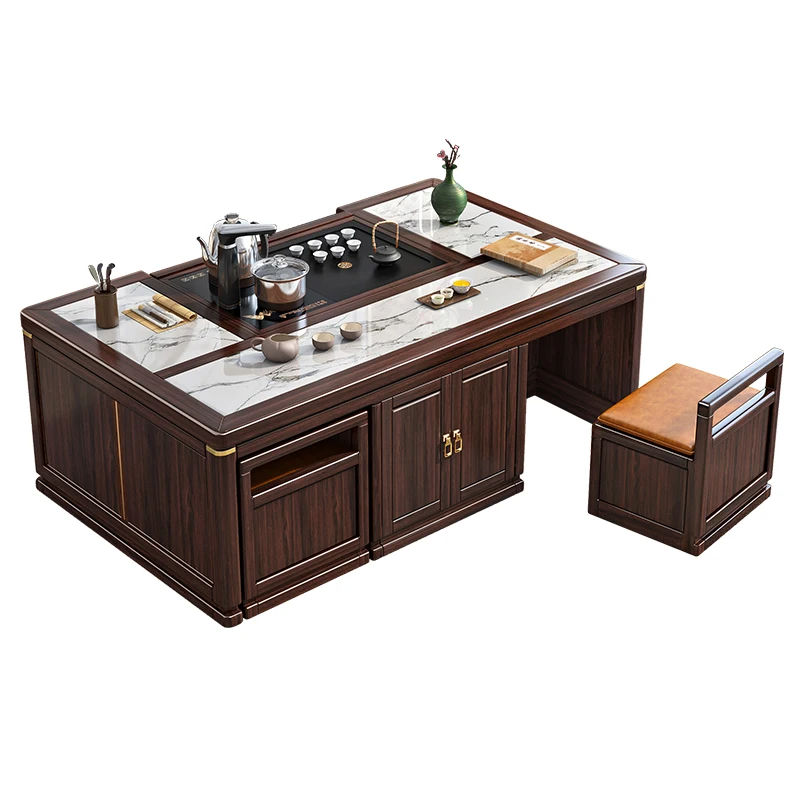 

Новый журнальный столик из цельного дерева в китайском стиле с подъемной каменной плитой, фиолетовое золото, сандал, гостиная, бытовой, многофункциональный