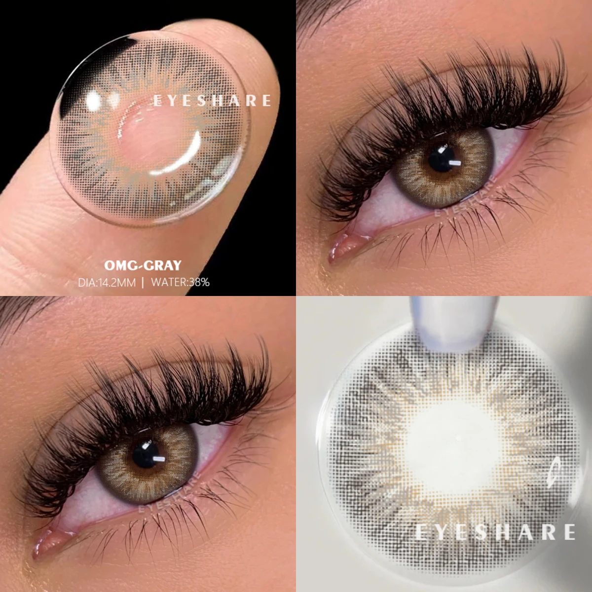 EYESHARE 1Pair Myopia Lenses Colored Contacts Lenses with Prescription  Fashion Gray Contact Lenses Brown Eyes Lens With Degree