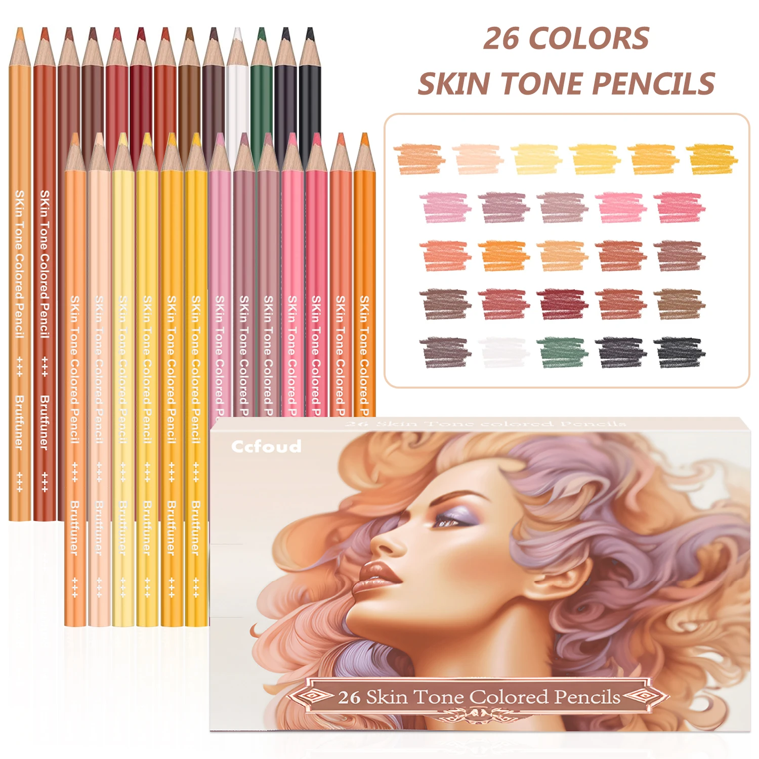 Conjunto de 16-72 Cores, Lápis de Cor em Tons de Pele para Artistas de Retrato e Tons de Pele, Perfeito para Artistas Desenhar, Colorir, Sobrepor e Misturar