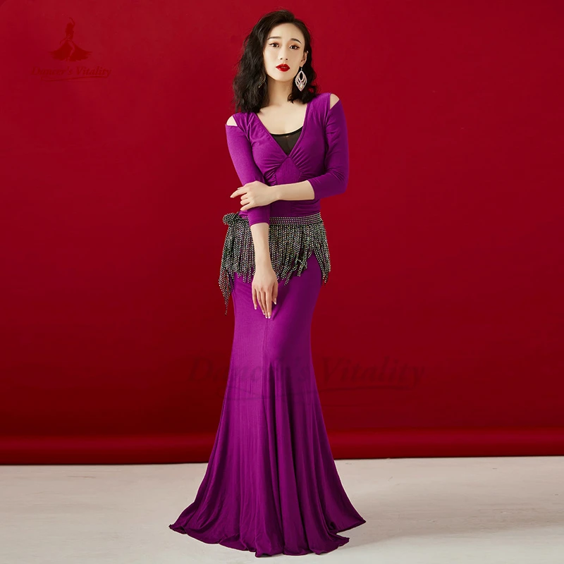 Belly Dance Costume Dress Winter Long Sleeves Training Costume Dance Dress Oriental Group Costume Performance Costume Female