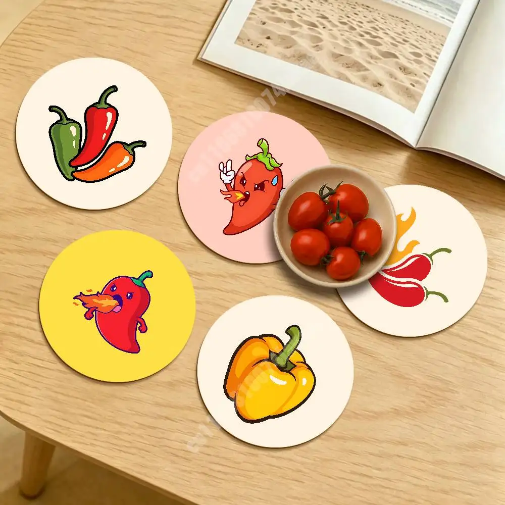 

Hot Chili Spicy Pepper Round Coaster for Drink Cup Clean Table Styling Sustainable Lifestyle Decor