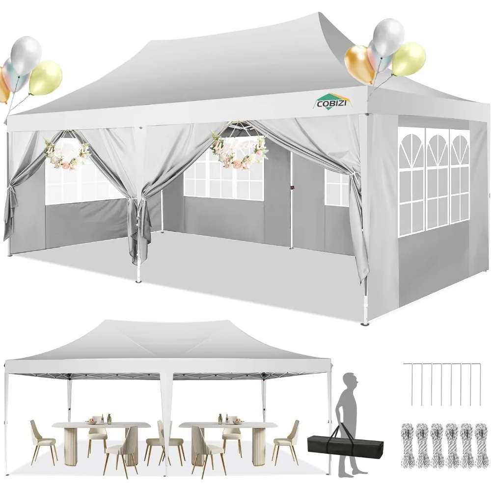 

10x20 Pop Up Canopy Tent with 6 Sidewalls, Wedding Party Tent Outdoor Canopy UV50+ Waterproof Canopy Tent Outdoor Gazebo