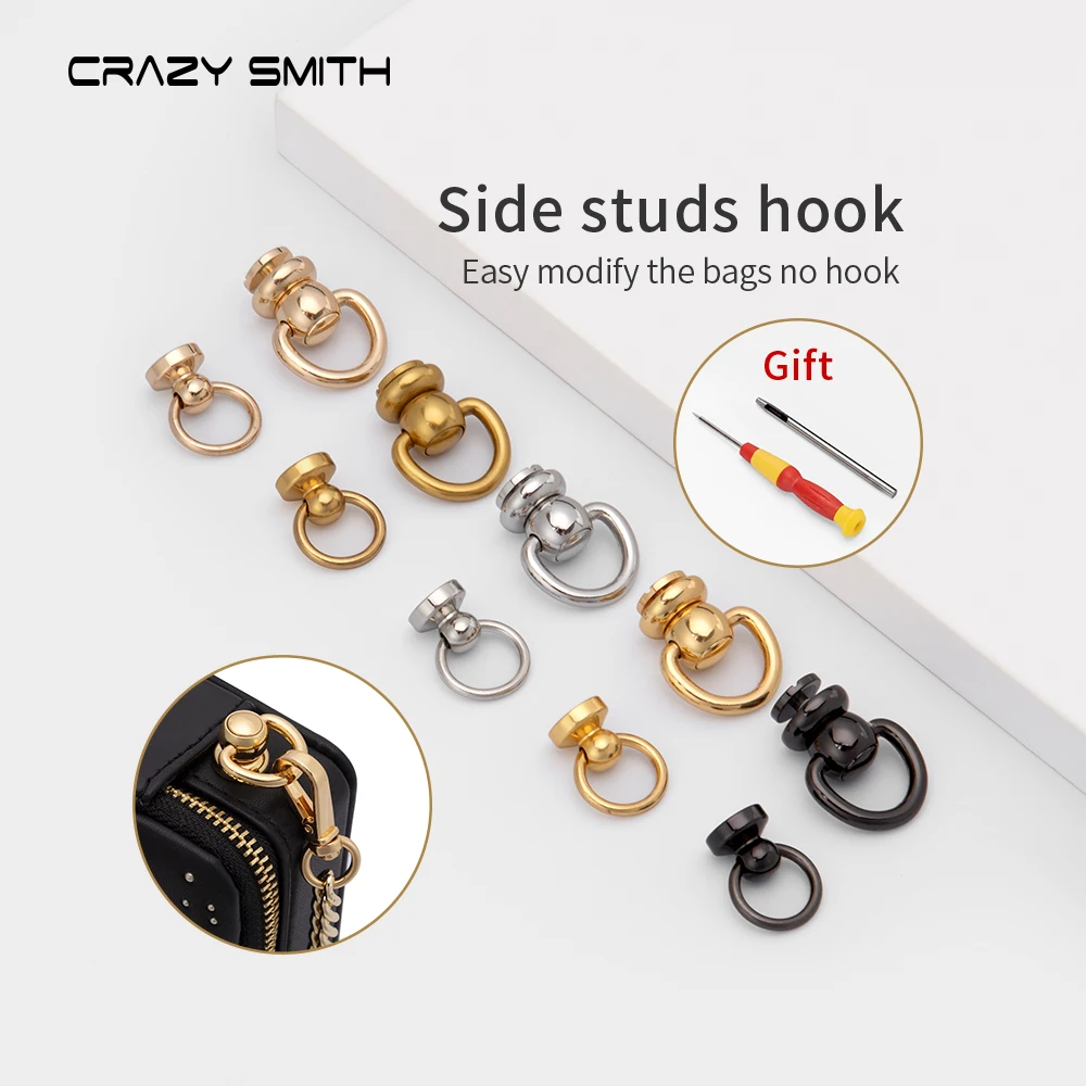CRAZYSMITH Round Head Swivel Rivet Leather Rivet with Pull Ring Leather Craft Screw Rivets Metal Handmade DIY Crafts Accessory