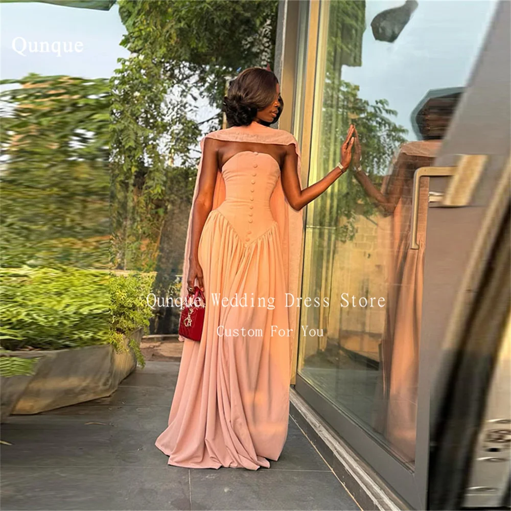 

Элегантное вечернее платье Qunque Stain А-силуэта без бретелек с накидкой, женское, для свадебных торжеств, в пол, для выпускного вечера, на заказ