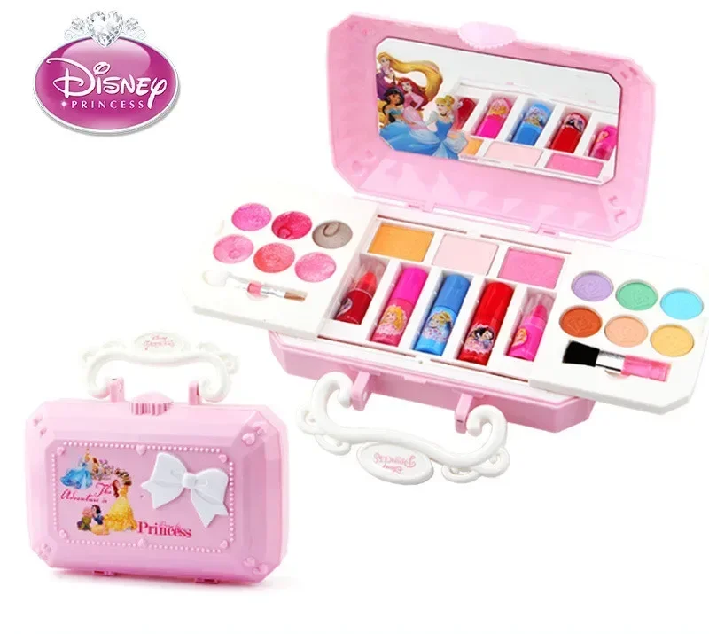 [Disney] Kids Cosmetics Disney princess necklace lipstick eye shadow blush nail polish for kids play house toys for girls gift