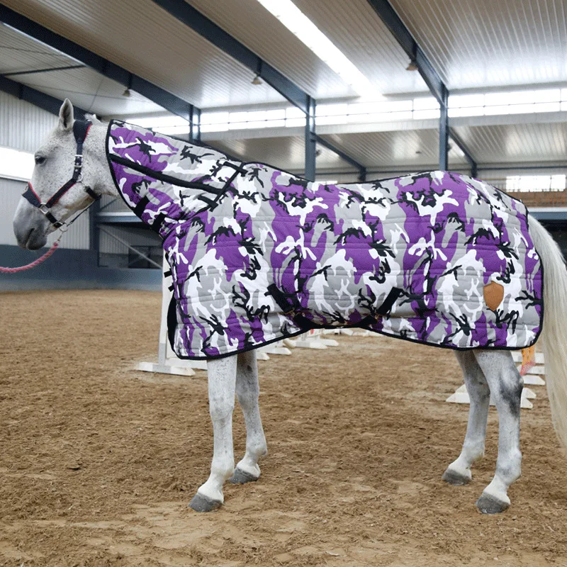 

Winter Turnout Standard Horse Rugs Horse Turnout Blanket with Detachable Neck Cover Waterproof Blanket Quilted Padded Liner