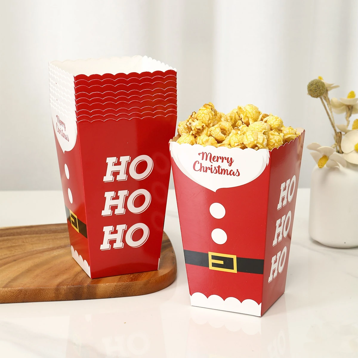 Christmas Popcorn Box Santa Claus Candy Snack Cookies Box Christmas Decorations for Home 2024 Navidad Noel Gifts New Year 2025