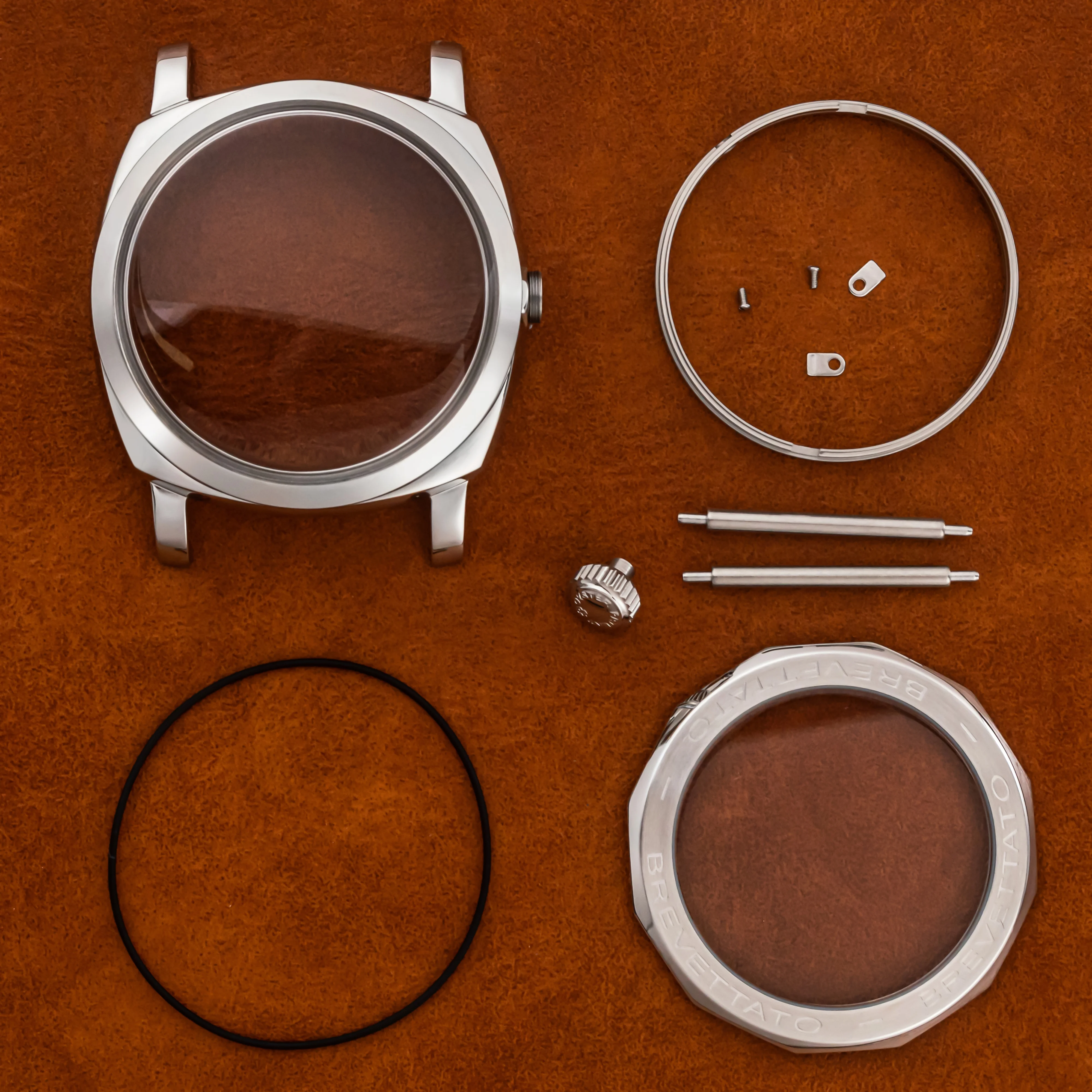 PAM 6154 6152 Watch Case Vintage Case Stainless Steel Bubble Mirror Water Resistant Case for ETA6497/6498 movement P1 P2 Case