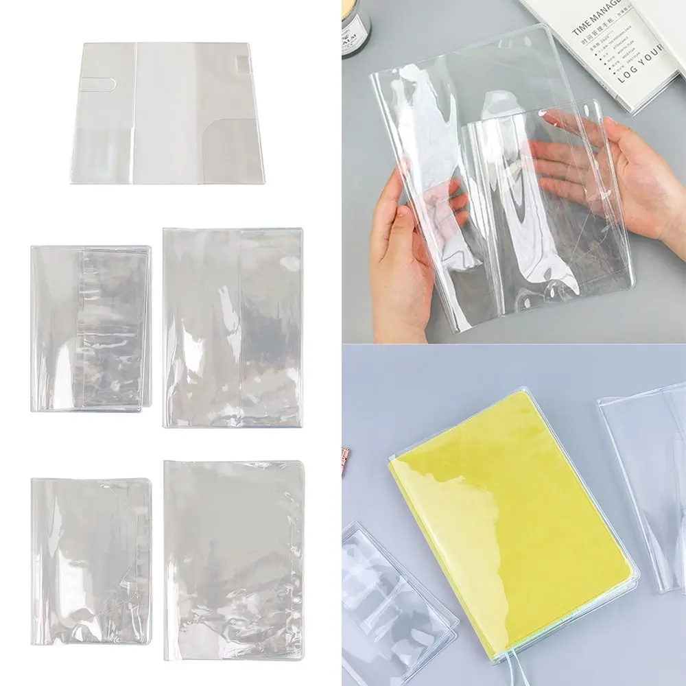 Durable PVC Notebook Protective Sleeve A5/A6 Transparent Book Cover Waterproof Binder Protective Cover Diary Use