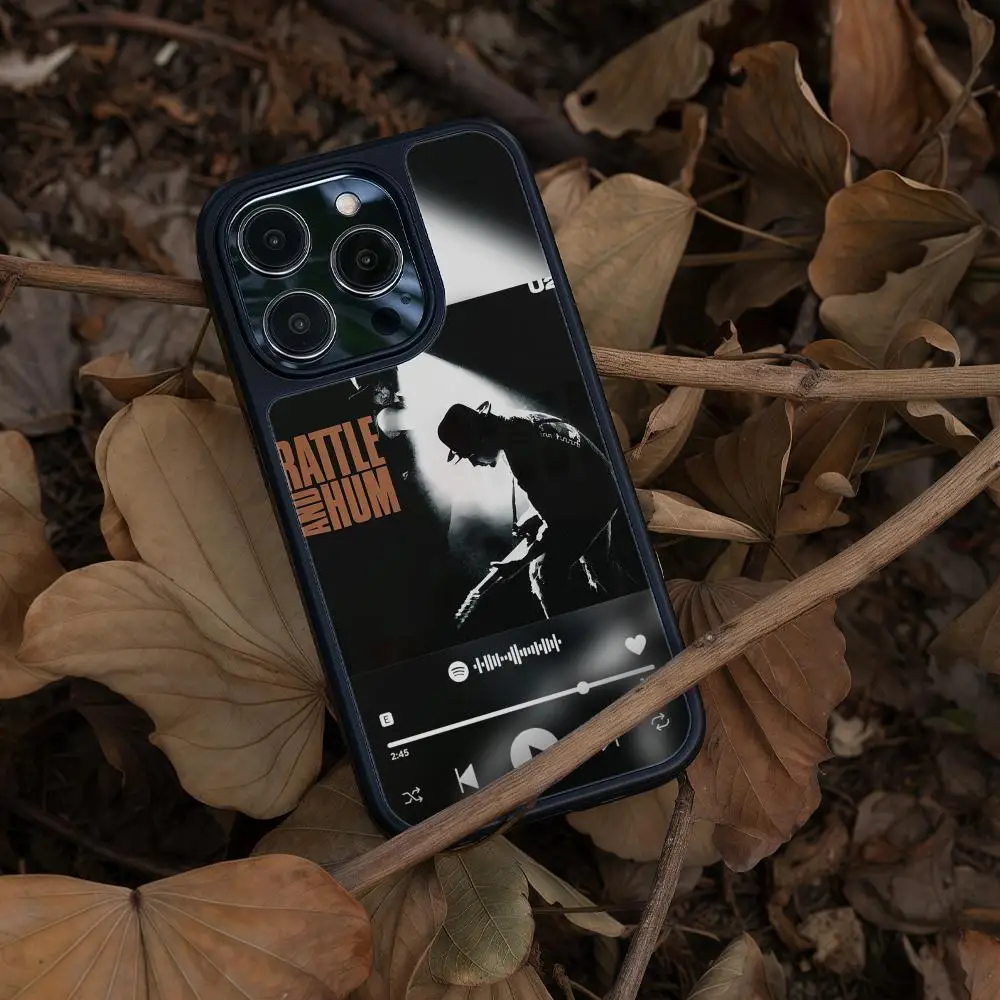 حافظة هاتف U-U2 لهاتف آيفون 17 16 15 14 13 12 برو ماكس بلس إطار أسود من ألياف الكربون الأكريليك غلاف صلب