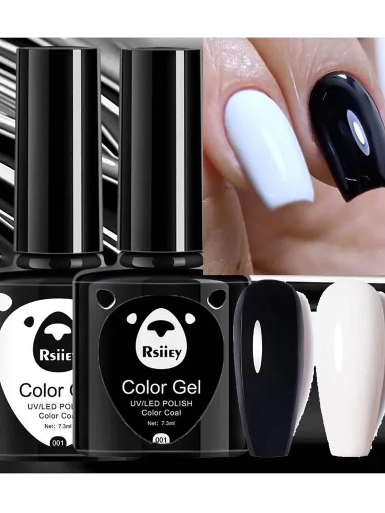 Vernis à ongles professionnel noir blanc, 7.3ml, Super-moth, noir et blanc, Semi-permanent, blanc, noir, Gel UV
