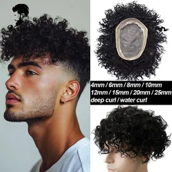 Water Curly Wigs For Men Toupee Mono Npu Male Hair Capillary Prosthesis Afro Curly Human Hair Wigs Durable Natural Hair System