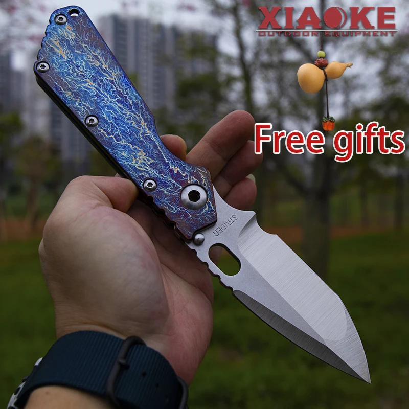 

SMF Folding Pocket Knife VG10 Titanium TC4 Handles Titanium Blue Storm Pattern, High-End EDC Collection Outdoor Camping Hunting
