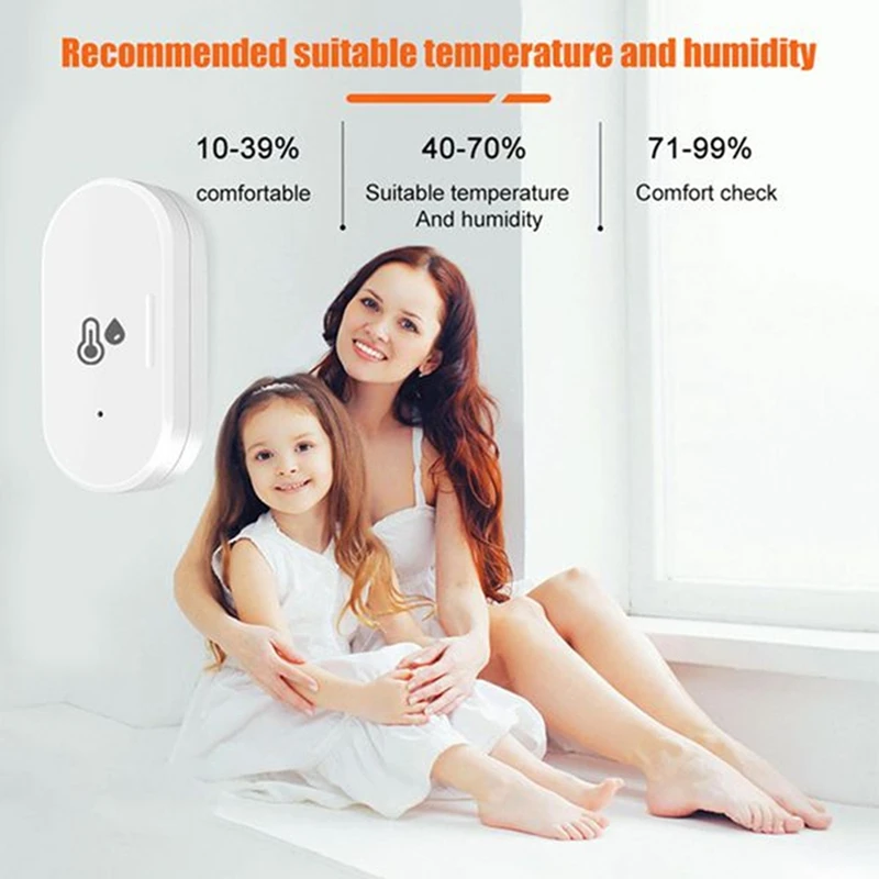 2Pcs Tuya Zigbee Smart Temperature & Humidity Sensor, Outdoor Hygrometer Thermometer Mini Temperature Humi