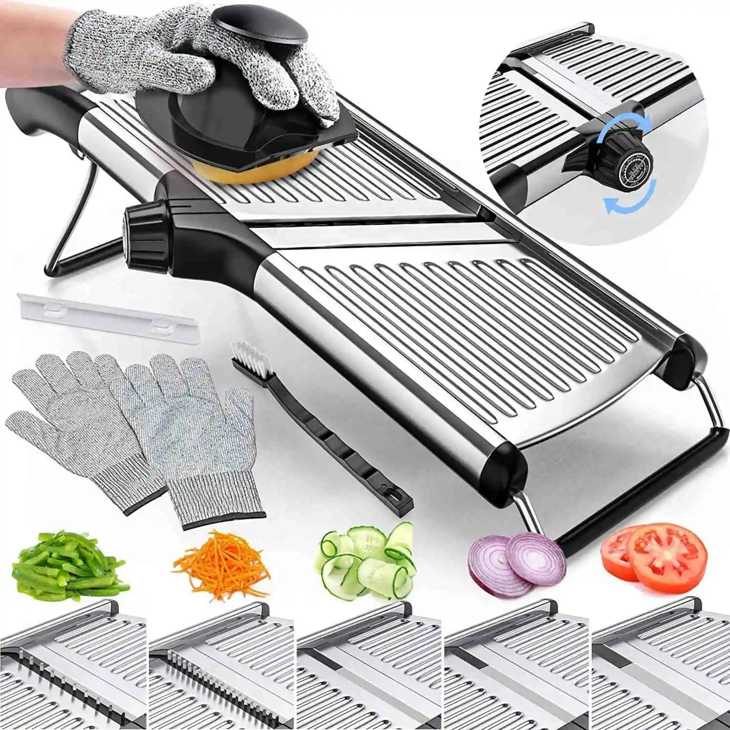 Adjustable Stainless Steel Vegetable Cutter - Multifunctional Mandoline Slicer for KitchenSlicer for Onion Potato Kitchen