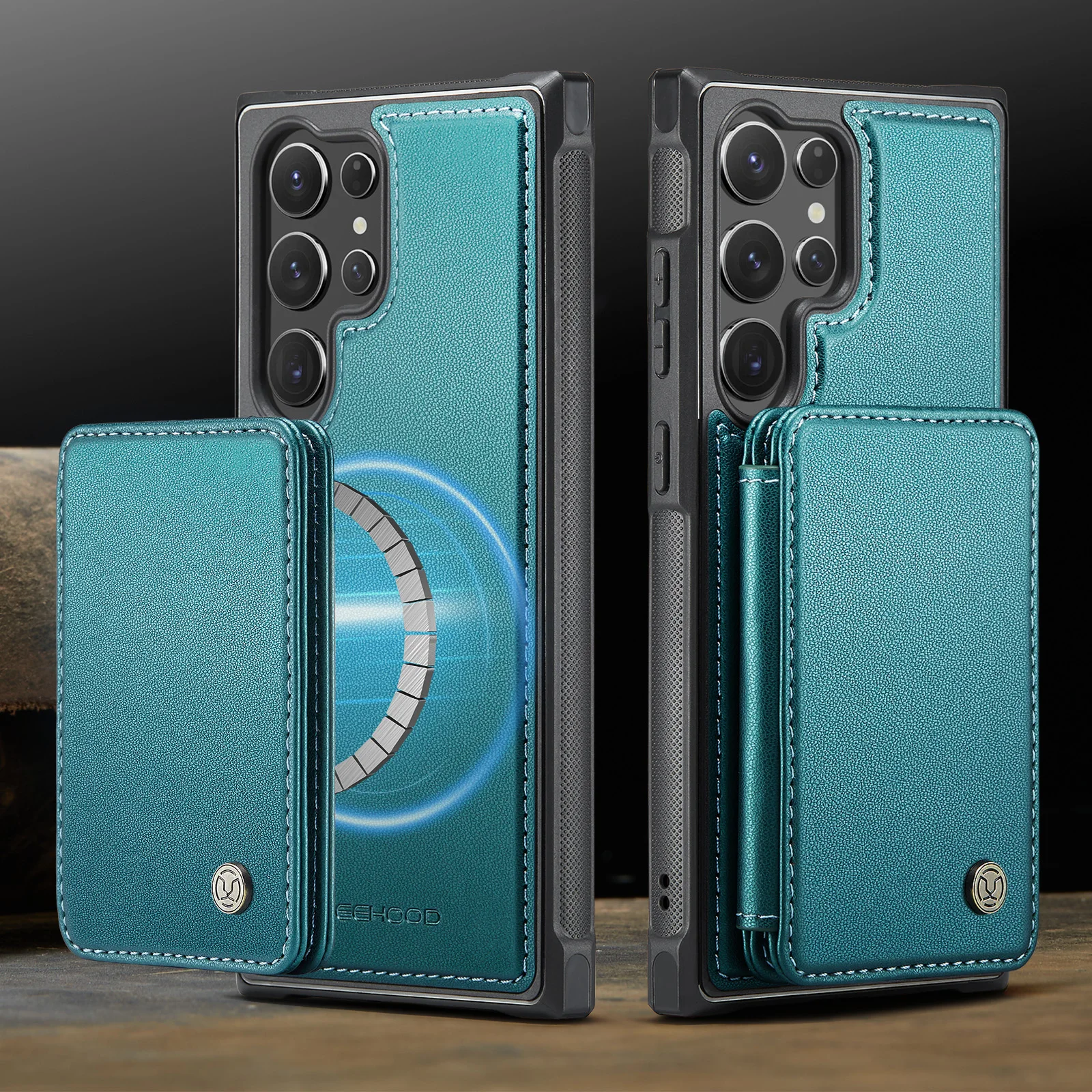 JEEHOOD-J05 Magnetic 2-in-1 Removable PU Leather Case Card Holder Cover for Samsung Galaxy S26 S25 S24 S23 S22+ S21 FE S20 Ultra
