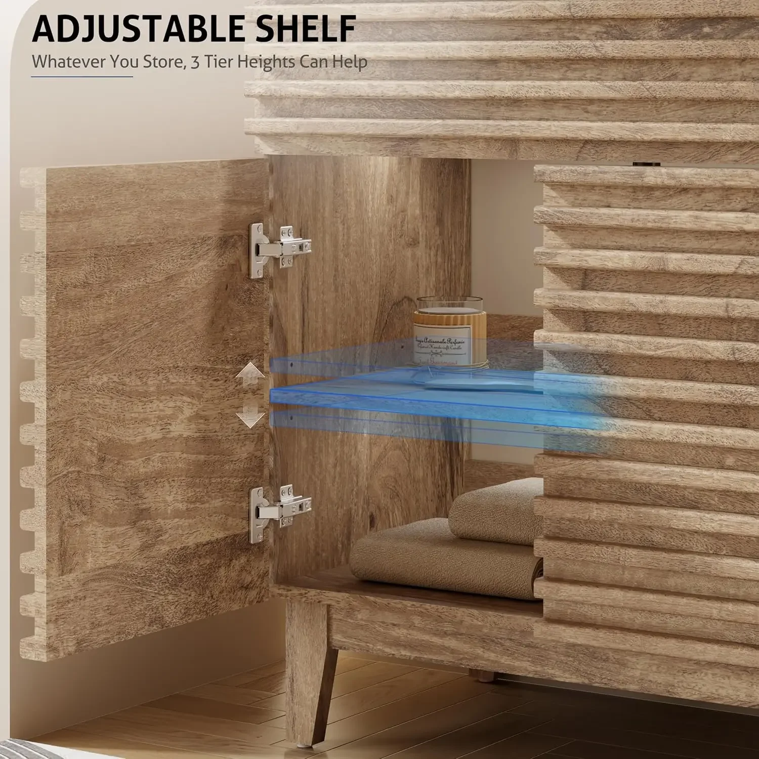 [عرض لفترة محدودة، اشترِ الآن! ] خزانة حمام مقاس 36 بوصة مع مجموعة حوض خزانة قائمة بذاتها في منتصف القرن مع ديكور مخطط خشبية، Adju