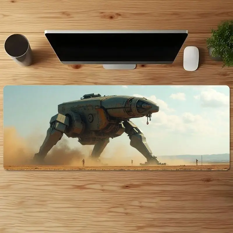 قطعة واحدة من لوحة ماوس الألعاب Sci-Fi Desert Walker - حصيرة سطح المكتب غير قابلة للانزلاق بطباعة عالية الدقة لألعاب الكمبيوتر الملحمية وإعداد مكتب المكتب. الكمال ش آر