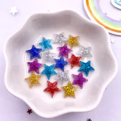 50pcs Resin Colorful  Glitter 12mm Mini Star Crystal Art Nails Flatback Rhinestones Figurines DIY Wedding Scrapbook Decor Crafts