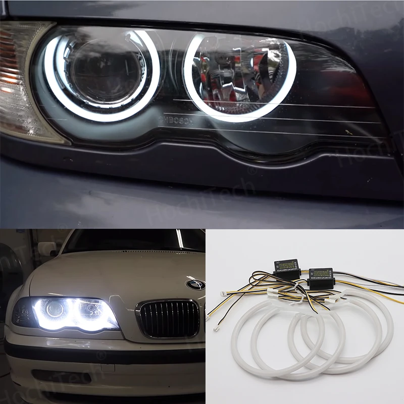 WHITE  LED Headlight  Angel Demon Eyes Kit angel eyes light for BMW 3 series E46 sedan touring wagon coupe compact 1998-2005