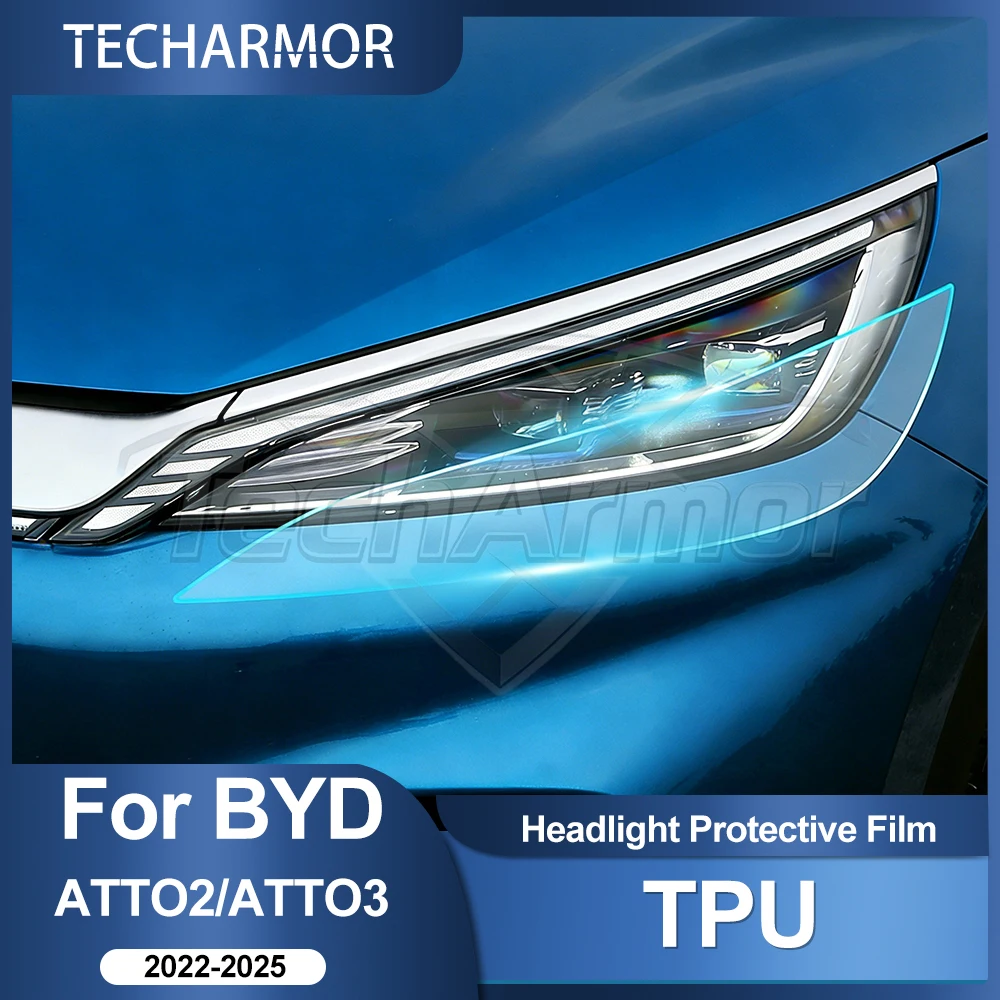 TPU Car Headlight Protective Film For BYD Atto 2 Atto 3 Yuan 2022-2026 Transport & Smoke Anti-Scratch Auto External Accessories