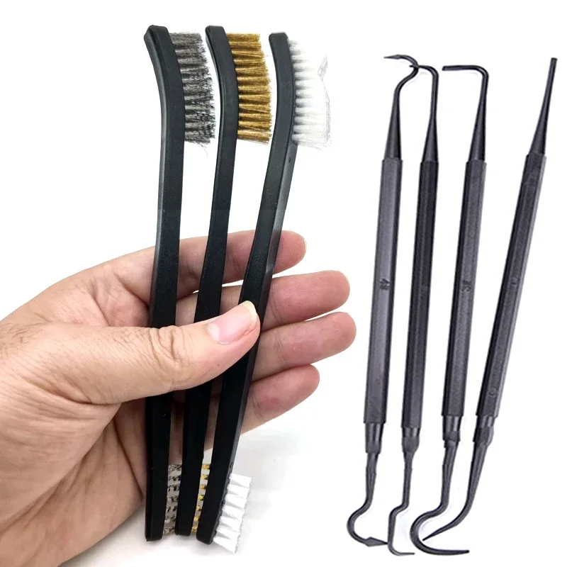 Car Steel Wire Brush Nylon Brass Wire Brush Auto Wash Cleaning Rust Removal Tools Multi-function Car Detailing Cleaning Tools