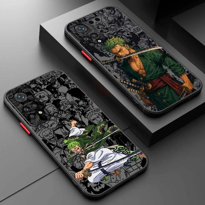 Аниме O-One Piece Zorro Art Cover для Xiaomi Redmi Note 14 13 12 11 10 9 11S Pro Plus 4G 5G Матовый полупрозрачный чехол для телефона