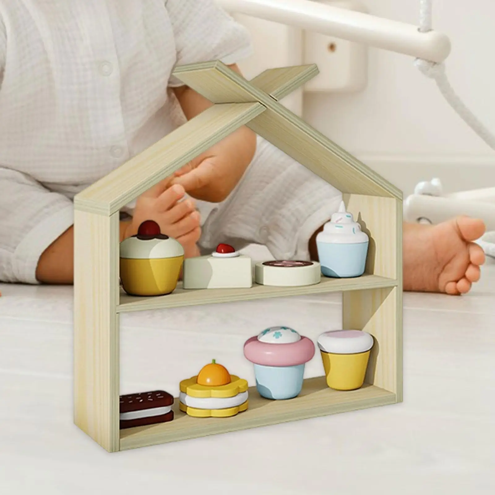 Symulacja Kuchnia Żywność Zabawki Zabawki do zabawy w udawanie. Symulacja Stojak do Przechowywania Chleba Drewniany Stojak Ekspozycyjny Domek do Zabawy Zestaw do Zabawy