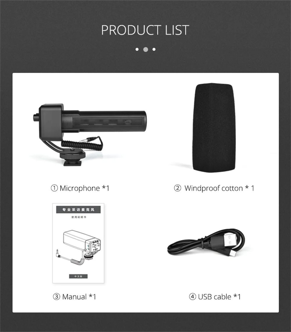 YELANGU Professionelle Auf-Kamera Interview Mikrofon 3-ebene Gain 3,5mm Audio Stecker für DSLR Kamera VLOG Stereo zeigt Microfone